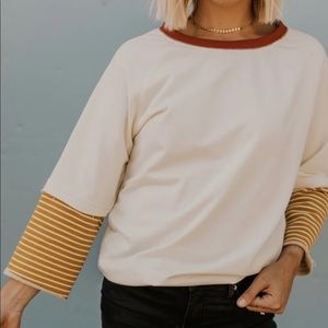 Roolee Valentina Striped Contrast Sweatshirt Top